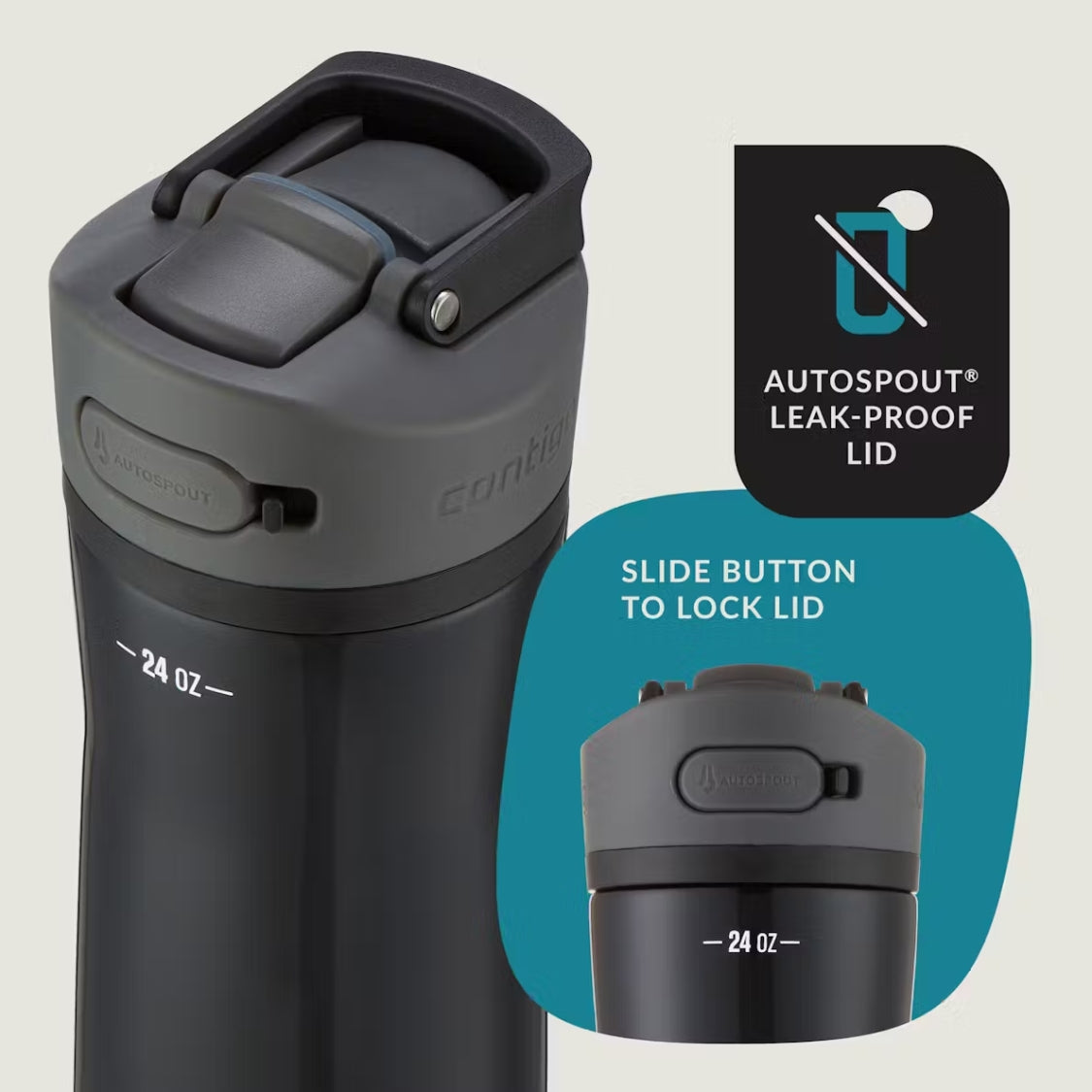 Botella Contigo Ashland Chill de Acero Inoxidable con Bombilla Autospout de 24oz 710ml color Licorice 2145234