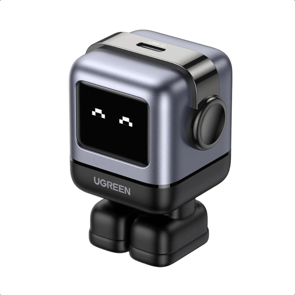 Cargador Ugreen USB-C 30W Nexode Robot GaN con Pantalla LED Proteccion Electrica color Gris 15550