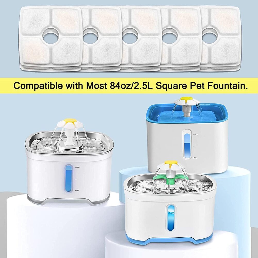 Filtro de Fuente de Agua para Mascotas para Fuente Cuadrada Superior de 84Oz / 2.5L con 3 sistemas de filtración