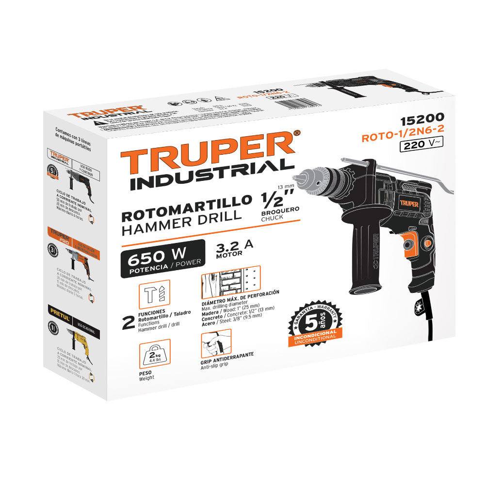 Rotomartillo Truper 1/2" 650W