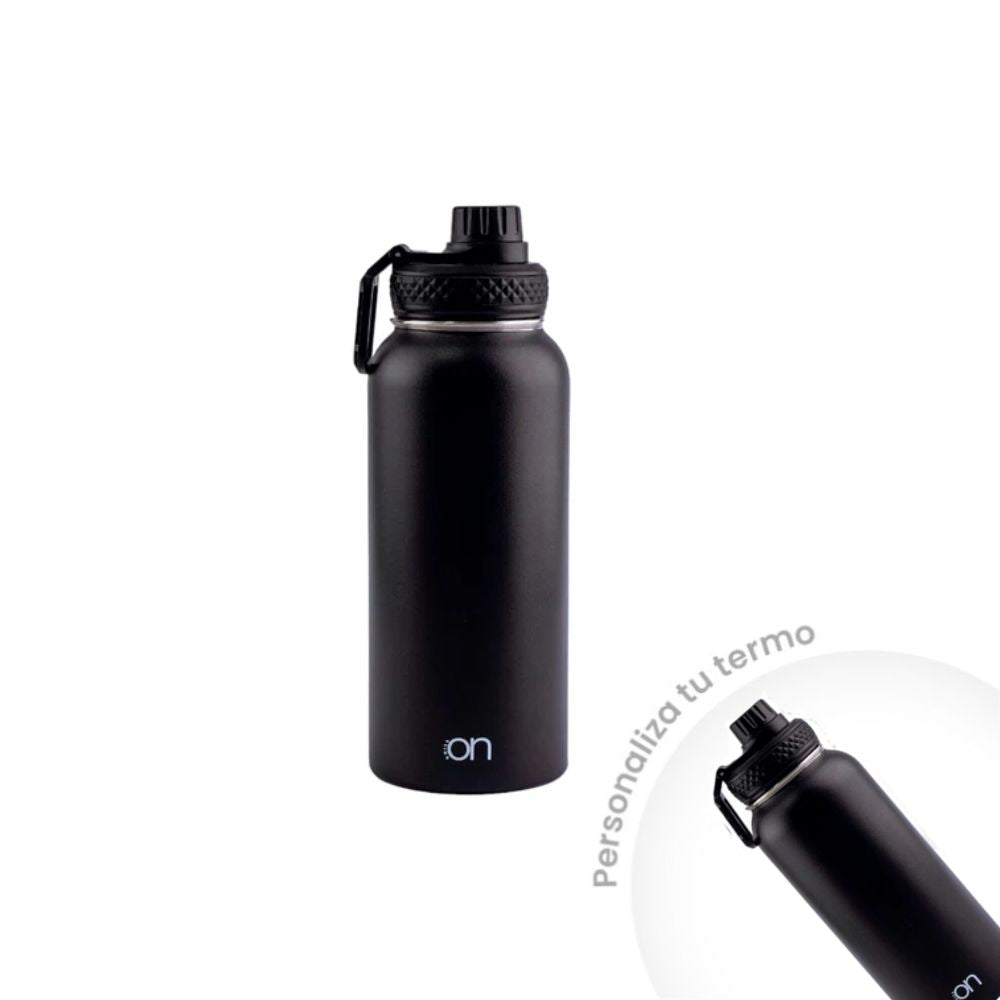 Termo de 1 Litro Chill On Tapa Rosca Boca Ancha Color Negro